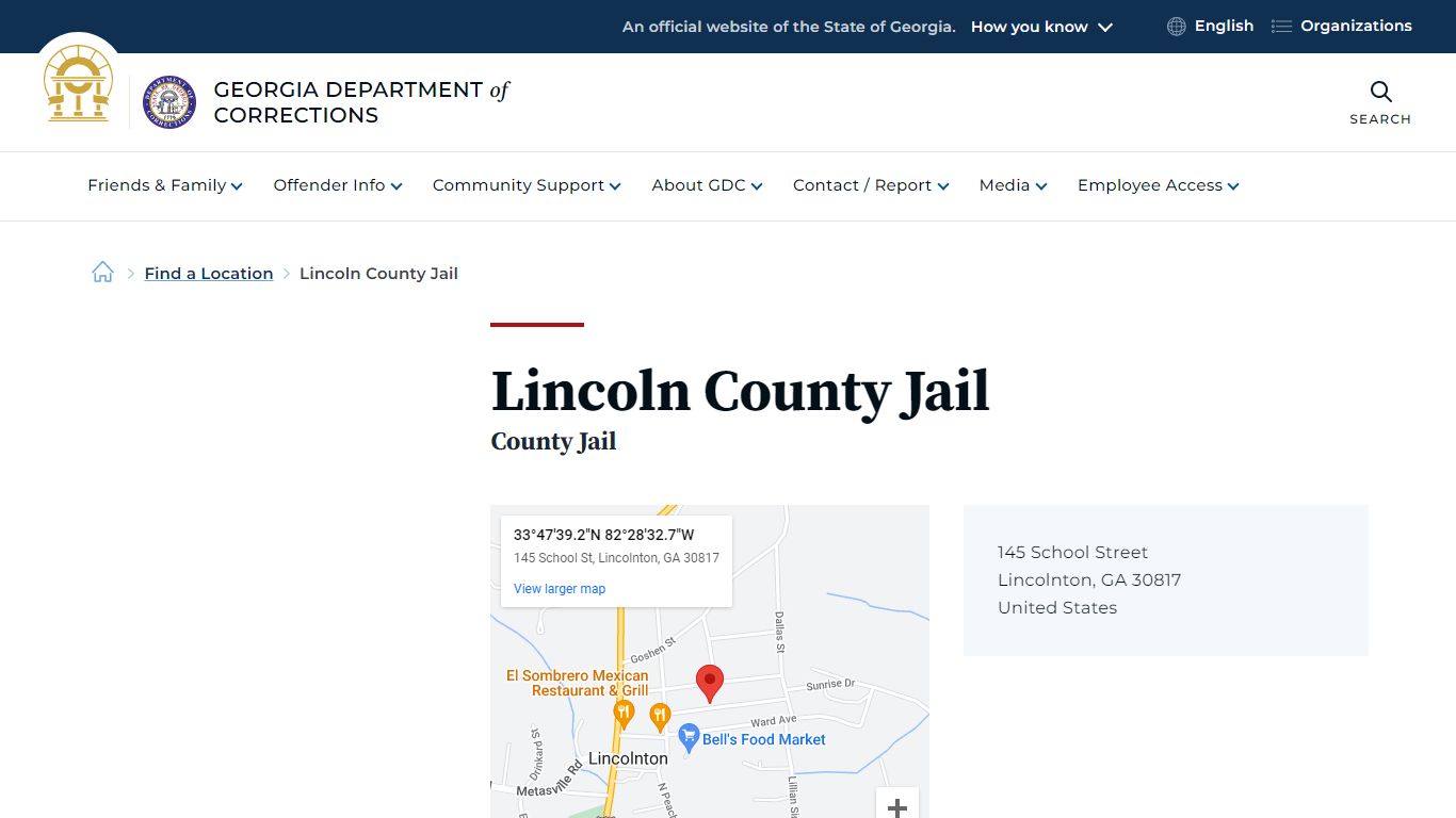 Lincoln County Jail | Georgia Department of Corrections